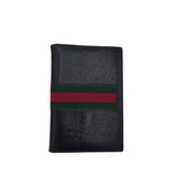GUCCI VINTAGE LEATHER WEB NOTEBOOK/PLANNER LUXE WALLET BLACK
