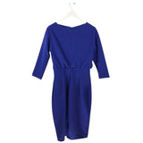 BADGLEY MISCHKA COWL 3/4 SLEEVE DESIGNER DRESS BLUE LARGE