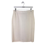 ST JOHN KNIT PENCIL DESIGNER SKIRT IVORY MEDIUM
