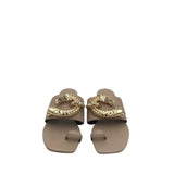 TORY BURCH FLAT SANDAL GOLD SNAKE DESIGNER SHOES TAUPE GOLD 7.5M