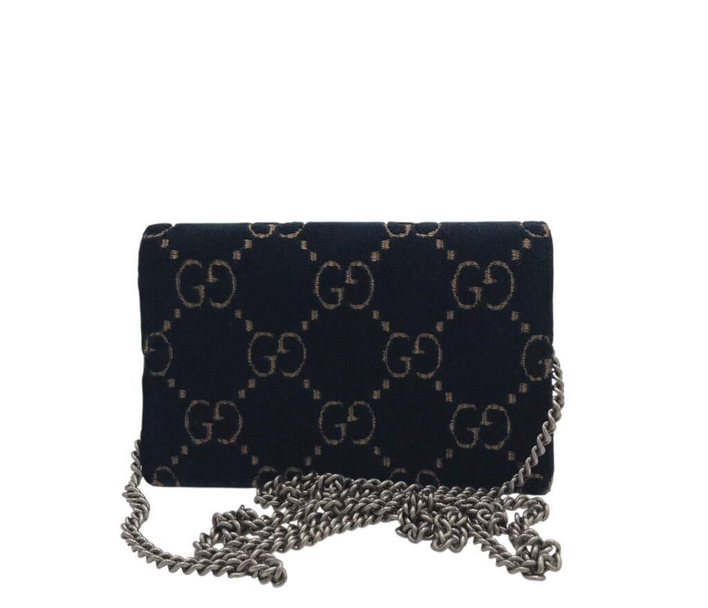 GUCCI DIONYSUS VELVET SUPER MINI LUXE HANDBAG NAVY