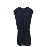VINCE DRAWSTRING CAP SLEEVE DESIGNER DRESS BLACK SMALL