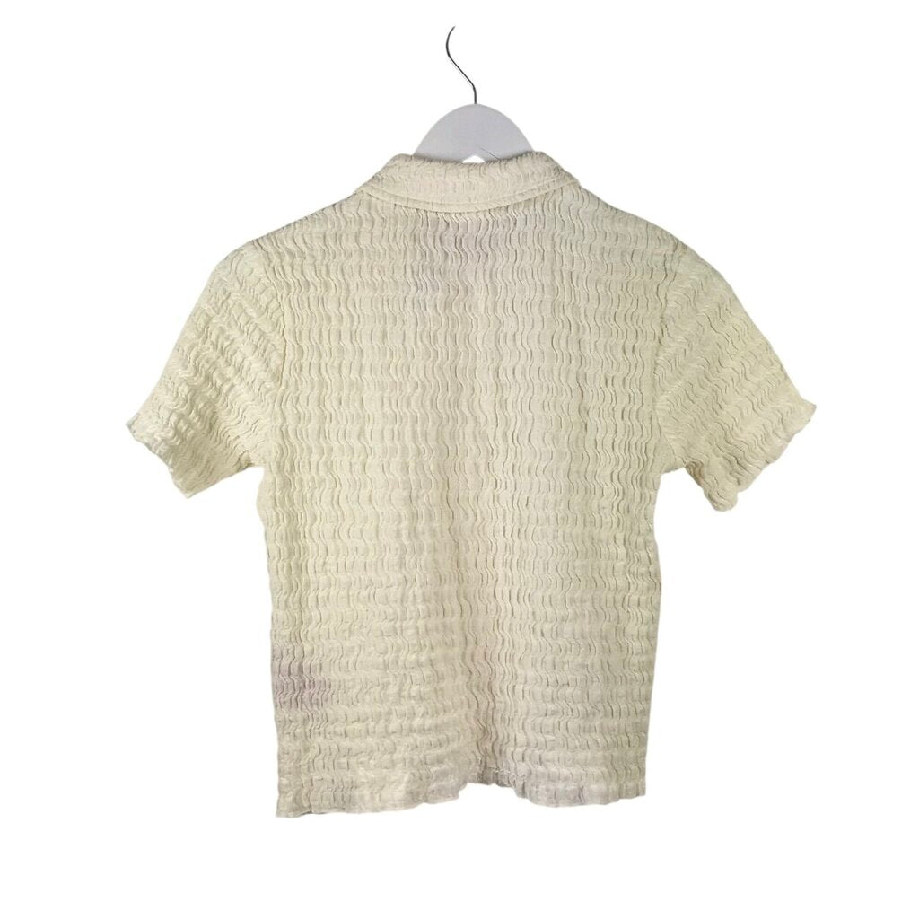 MUSE TEXTURED SHORT SLEEVE BLOUSE IVORY SMALL