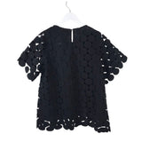 UMGEE NWT DOT LACE SHORT SLEEVE TOP BLACK LARGE