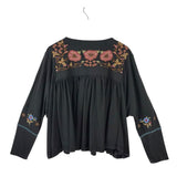 EASEL NWT EMBROIDERED DOLMAN LONG SLEEVE TOP GREY PINK SMALL