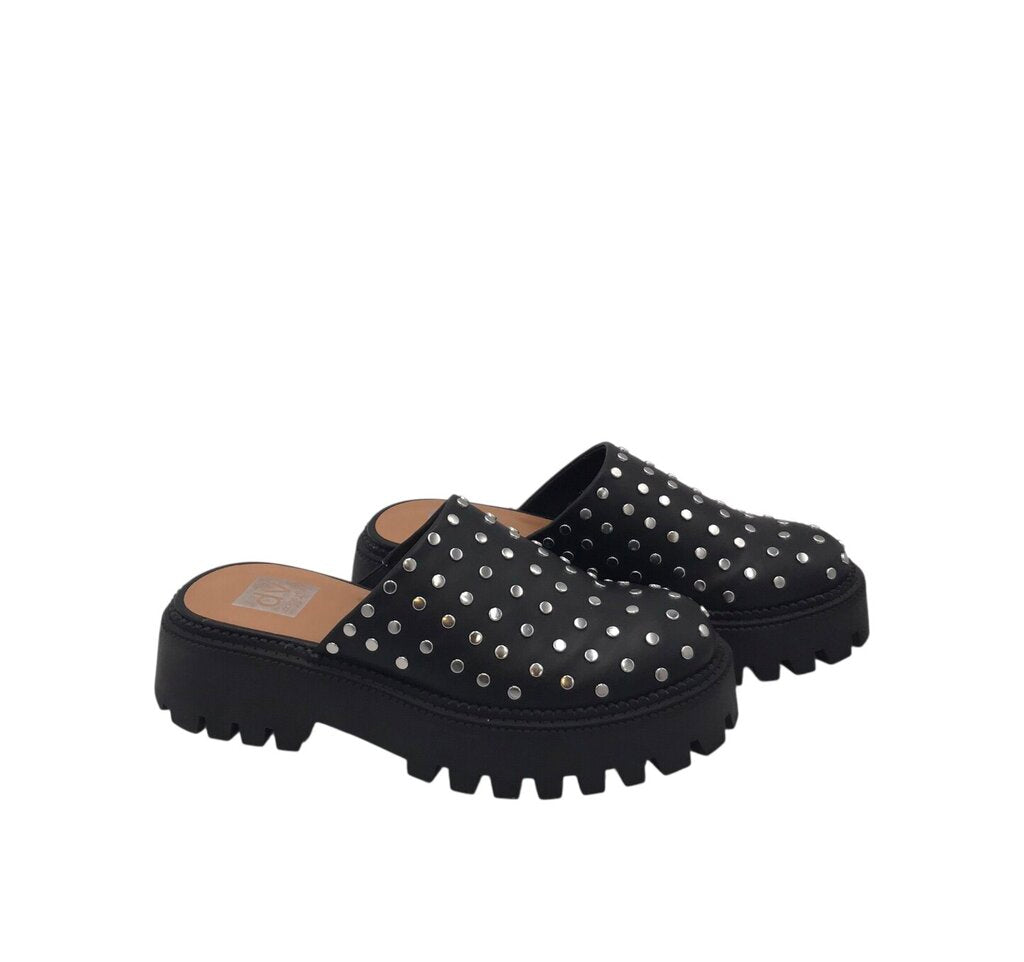 DOLCE VITA RET$65 STUDDED MULE SHOES BLACK SILVER 7