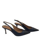 TORY BURCH RET$378 POINTY CAP TOE SLINGBACK DESIGNER SHOES NAVY BLACK 10M
