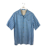 TOMMY BAHAMA SILK SHORT SLEEVE MEN SHIRT BLUE LARGE
