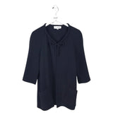 ST JOHN COLLECTION KNIT 3/4 SLEEVE BOW DESIGNER CARDIGAN BLACK 10