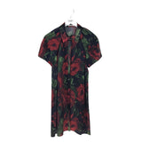 ALICE + OLIVIA SILK PUFF SLEEVE DESIGNER DRESS RED BLACK MEDIUM