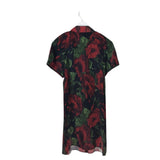 ALICE + OLIVIA SILK PUFF SLEEVE DESIGNER DRESS RED BLACK MEDIUM