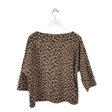 ST JOHN RET$595 ANIMAL PRINT DOLMAN SLEEVE DESIGNER TOP TAN BROWN MEDIUM