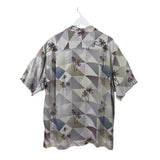 TOMMY BAHAMA 100% SILK SHORT SLEEVE MEN SHIRT GRAY BLUE LARGE