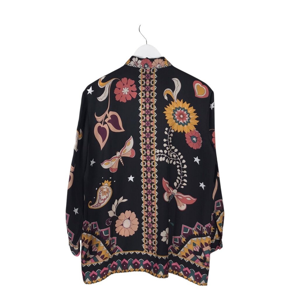 JADE BY JOHNNY WAS NWT$270 LONG SLEEVE DESIGNER BLOUSE BLACK PINK XSMALL