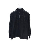 JOHNNY WAS NWT$248 SILK EMBROIDERED LONG SLEEVE DESIGNER BLOUSE BLACK XSMALL