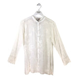 JOHNNY WAS EMBROIDERED LONG SLEEVE DESIGNER BLOUSE WHITE SMALL