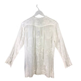 JOHNNY WAS EMBROIDERED LONG SLEEVE DESIGNER BLOUSE WHITE SMALL