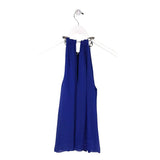 DIANE VON FURSTENBERG RET$248 SILK CHAIN HALTER DESIGNER TOP BLUE SMALL