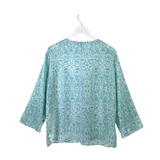 CHICO'S BEADED 3/4 SLEEVE TOP BLUE SILVER 2