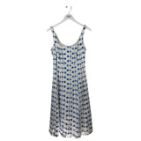 CHRISTIAN LACROIX LINEN MIDI DESIGNER DRESS WHITE BLUE SMALL
