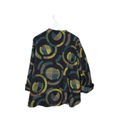 RET$208 PRINT CRINKLE ASYMMETRIC DESIGNER BLAZER BLACK LIME XLARGE