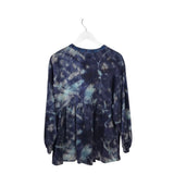JOHNNY WAS SILK TIE DYE LONG SLEEVE DESIGNER TOP NAVY GREY XLARGE