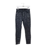 7 FOR ALL MANKIND COATED SLIM DESIGNER JEANS BLACK SILVER 28