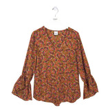CABI LONG SLEEVE TOP BROWN PINK MEDIUM