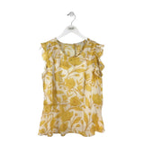 CABI SLEEVELESS TOP YELLOW WHITE MEDIUM