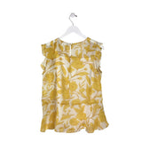 CABI SLEEVELESS TOP YELLOW WHITE MEDIUM