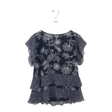 CABI FLUTTER SLEEVE TOP NAVY BLACK MEDIUM