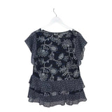 CABI FLUTTER SLEEVE TOP NAVY BLACK MEDIUM