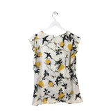 CABI FLUTTER SLEEVE TOP WHITE YELLOW MEDIUM