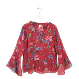 CABI LONG SLEEVE TOP RED BLUE MEDIUM