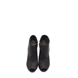 LEATHER HEEL ANKLE SHOES BROWN 7.5