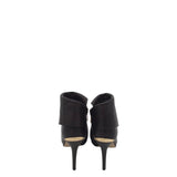 LEATHER HEEL ANKLE SHOES BROWN 7.5