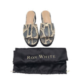 RON WHITE PYTHON SLIDE DESIGNER SHOES CREAM BLUE 38.5