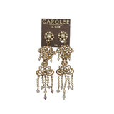 CAROLEE CLIP ON PEARL CHANDELIER STMT EARRINGS GOLDPLATED
