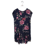 JOIE SILK FLORAL CAP SLEEVE DESIGNER DRESS NAVY PINK SMALL