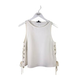 RAG & BONE LACE UP SLEEVELESS DESIGNER TOP WHITE SMALL