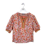 DEMOCRACY FLORAL SHORT SLEEVE TOP WHITE ORANGE PXS