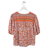 DEMOCRACY FLORAL SHORT SLEEVE TOP WHITE ORANGE PXS