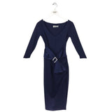 CHIARA BONI 3/4 SLEEVE DESIGNER DRESS NAVY SMALL