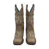 CORRAL WESTERN GLITTER BOOTS CREAM 6.5