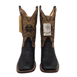 CORRAL OSTRICH WESTERN MEN BOOTS BLACK TAN 9.5