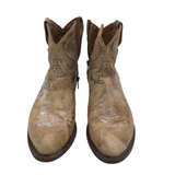 LUCCHESE ANKLE BOOTIE BOOTS TAN WHITE 7.5B