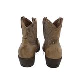 LUCCHESE ANKLE BOOTIE BOOTS TAN WHITE 7.5B