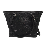 PATRICIA NASH EMBOSSED TOTE HANDBAG BLACK SILVER