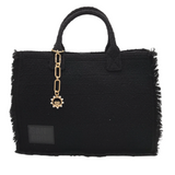 SANDRO RET$425 TWEED TOTE HANDBAG BLACK