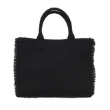 SANDRO RET$425 TWEED TOTE HANDBAG BLACK